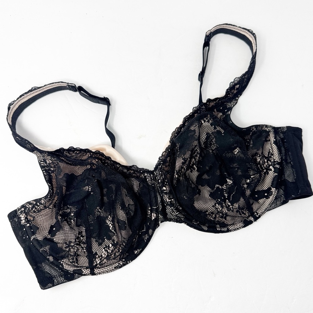 Cacique Full Coverage Black Lace Bra Size 42D